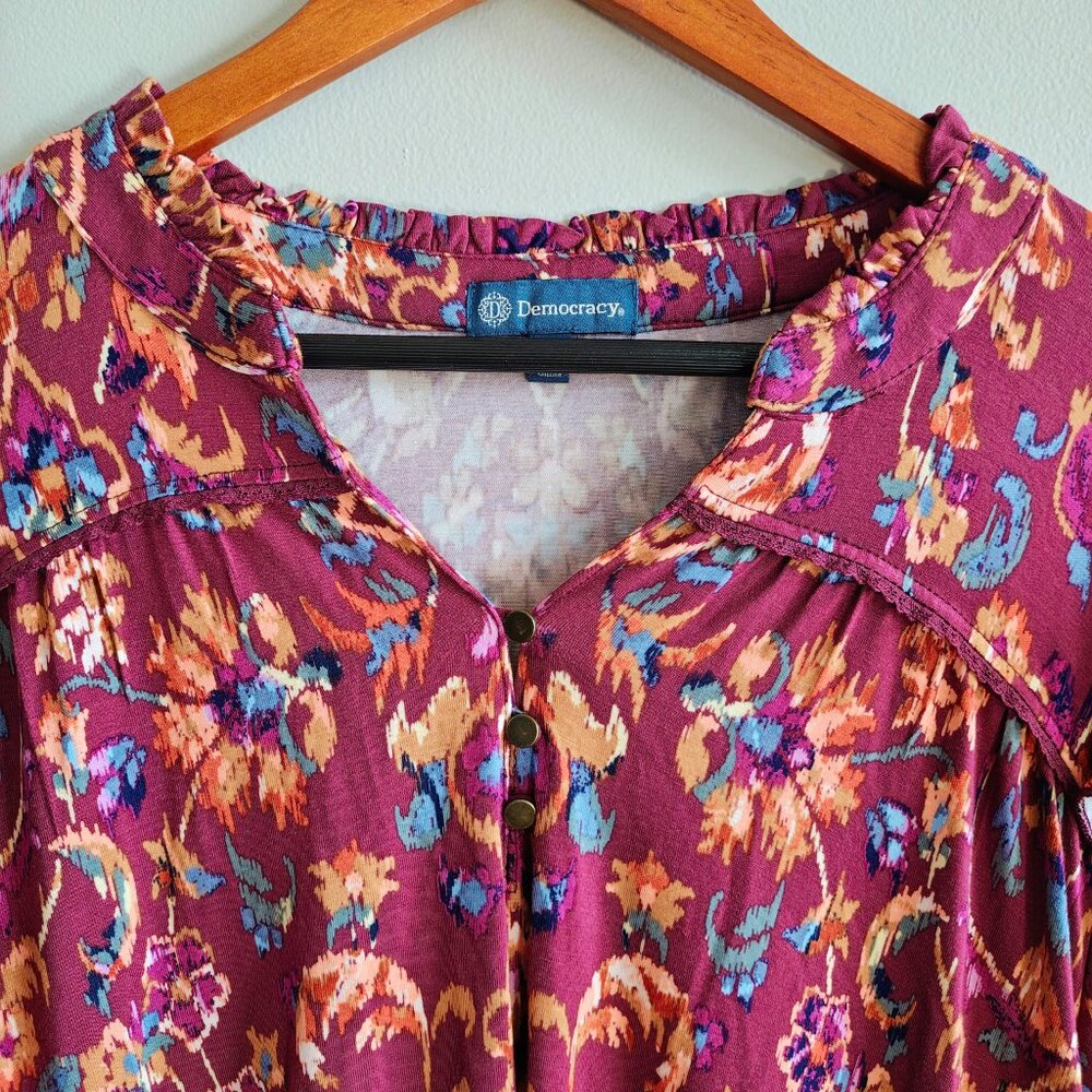 DEMOCRACY Floral Peasant Blouse - Picture 8 of 11